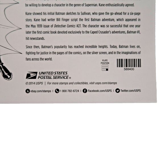 Batman 75th Anniversary US Postage Stamps Sheet of 20 + First Day of Issue - Picture 10 of 10